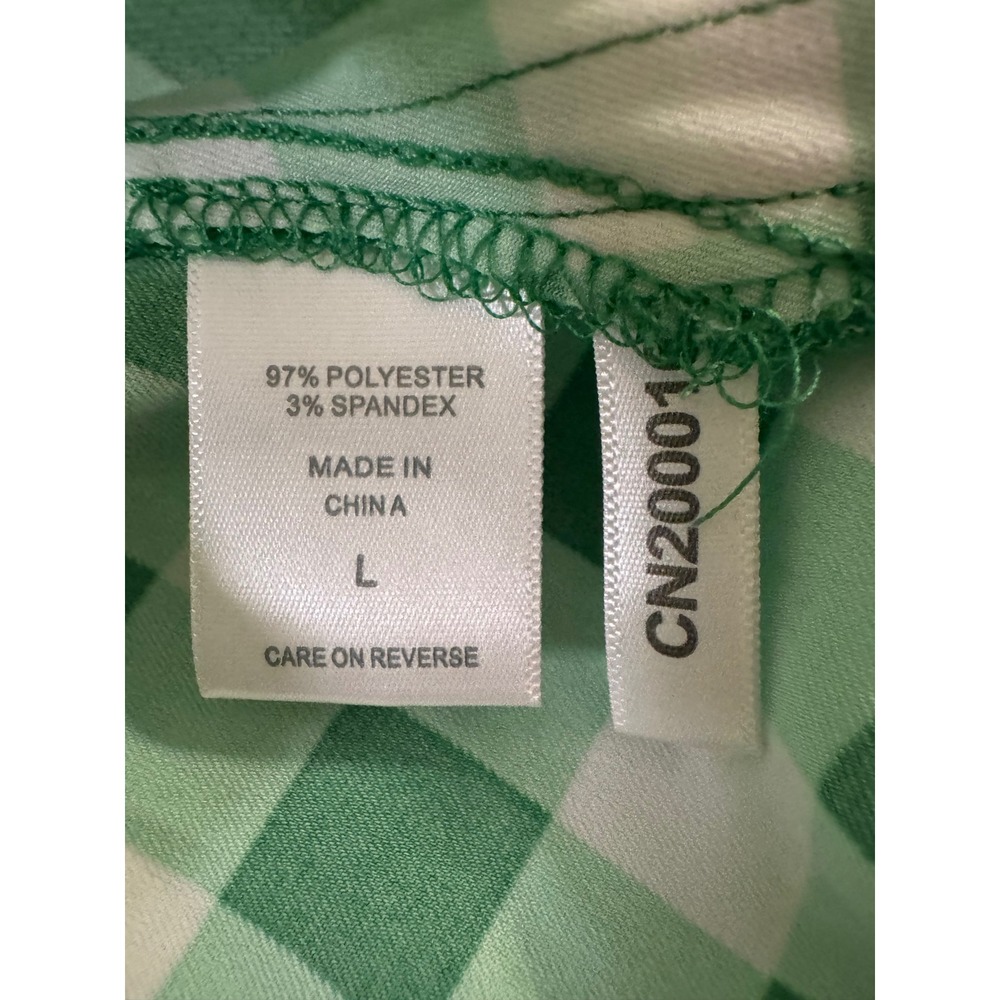 NY and Company Womens Green Gingham Plaid Shirt Dress Roll Tab Sleeve Large‎ NEW - Picture 5 of 7